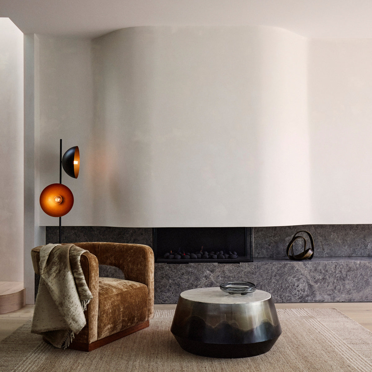 Grand Designs Spotlight Floor Lamp Black & Brass