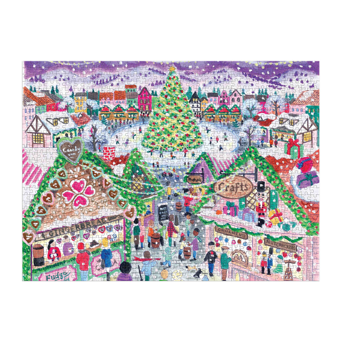 Galison Storrings Holiday Village Market Foil Puzzle - 1000pc Multi-Coloured
