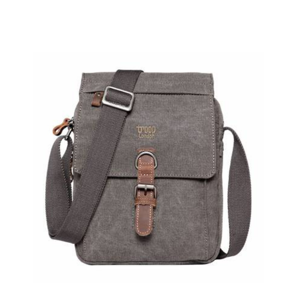 Troop London Classic Canvas Across Body Bag - Charcoal TRP0211