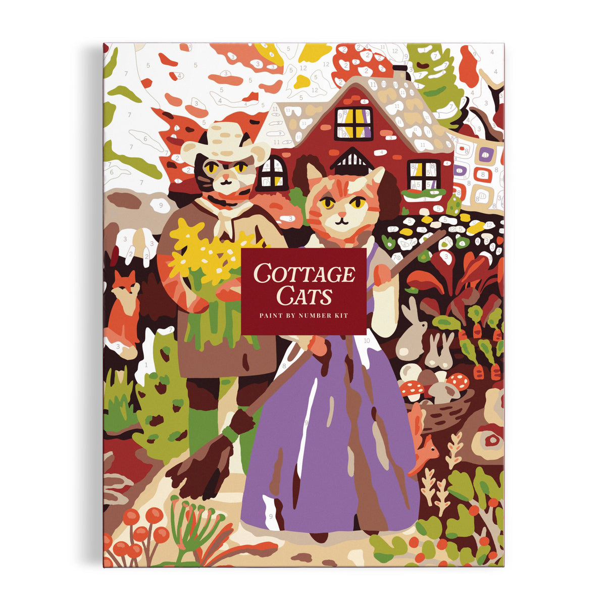 Galison Cottage Cats 9 x 12 Paint by Number Kit Multi-Coloured