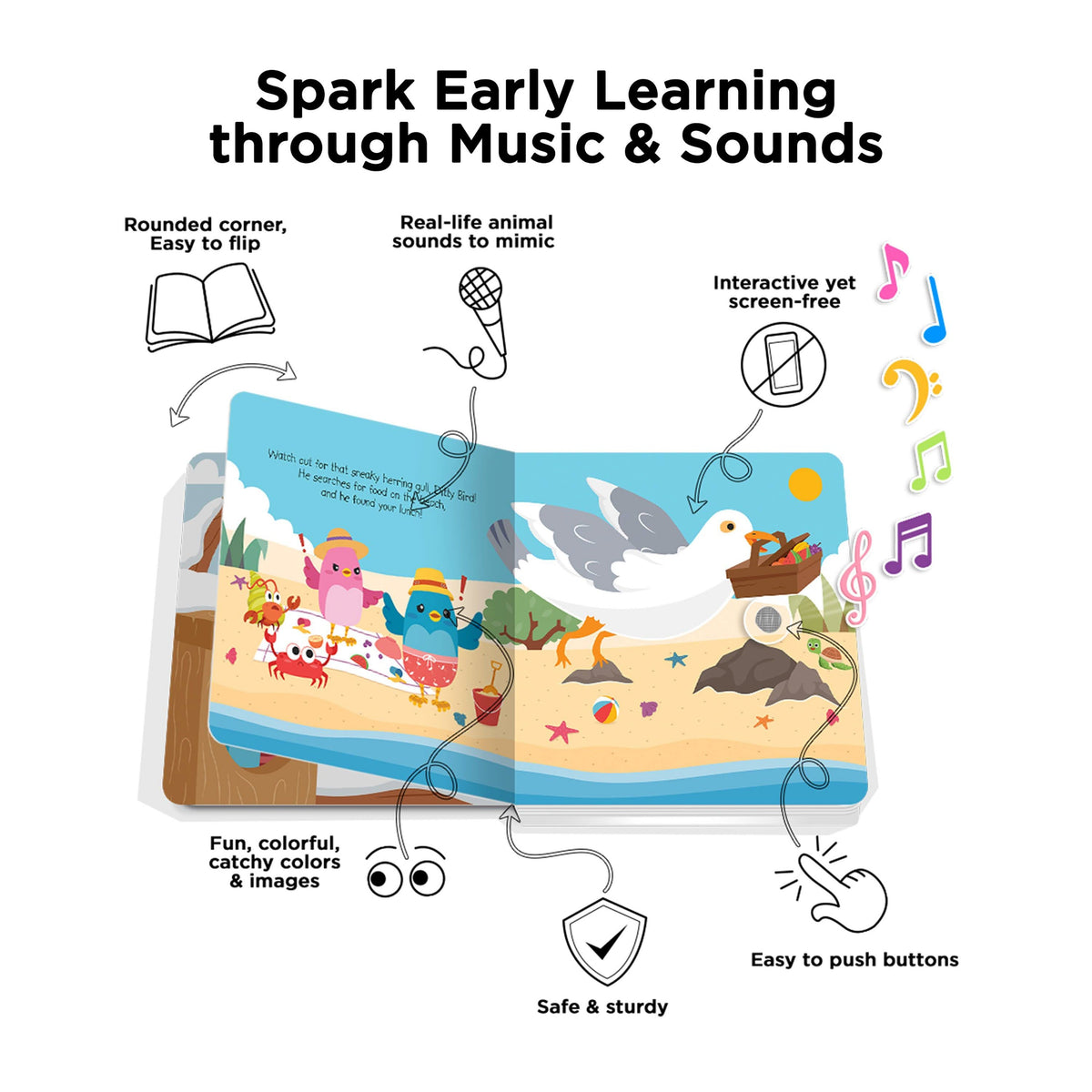Ditty Bird Bird Sounds USB-C Sound Book Multi-Coloured