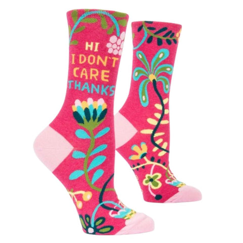 Blue Q Socks - Women's Crew - Hi. I Don't Care Thanks