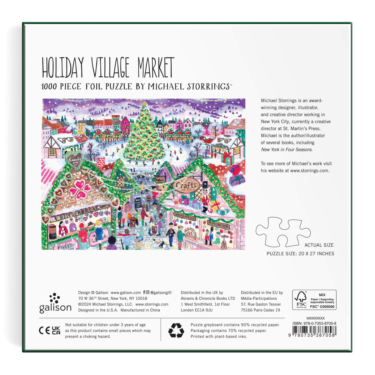 Galison Storrings Holiday Village Market Foil Puzzle - 1000pc Multi-Coloured