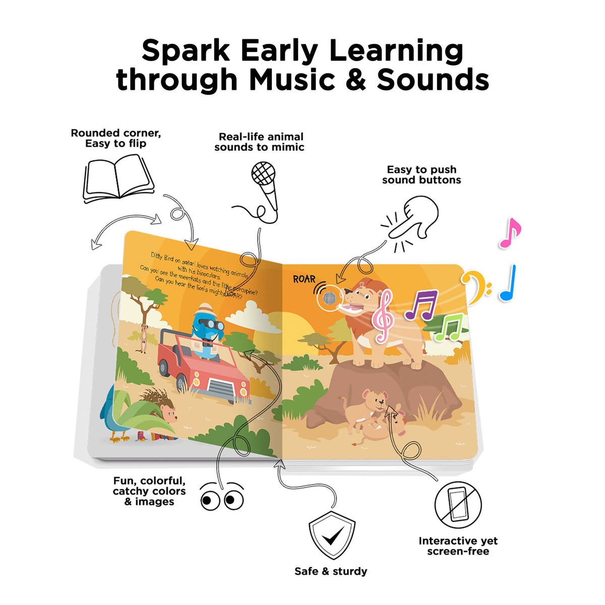 Ditty Bird Safari Animal Sounds Multi-Coloured