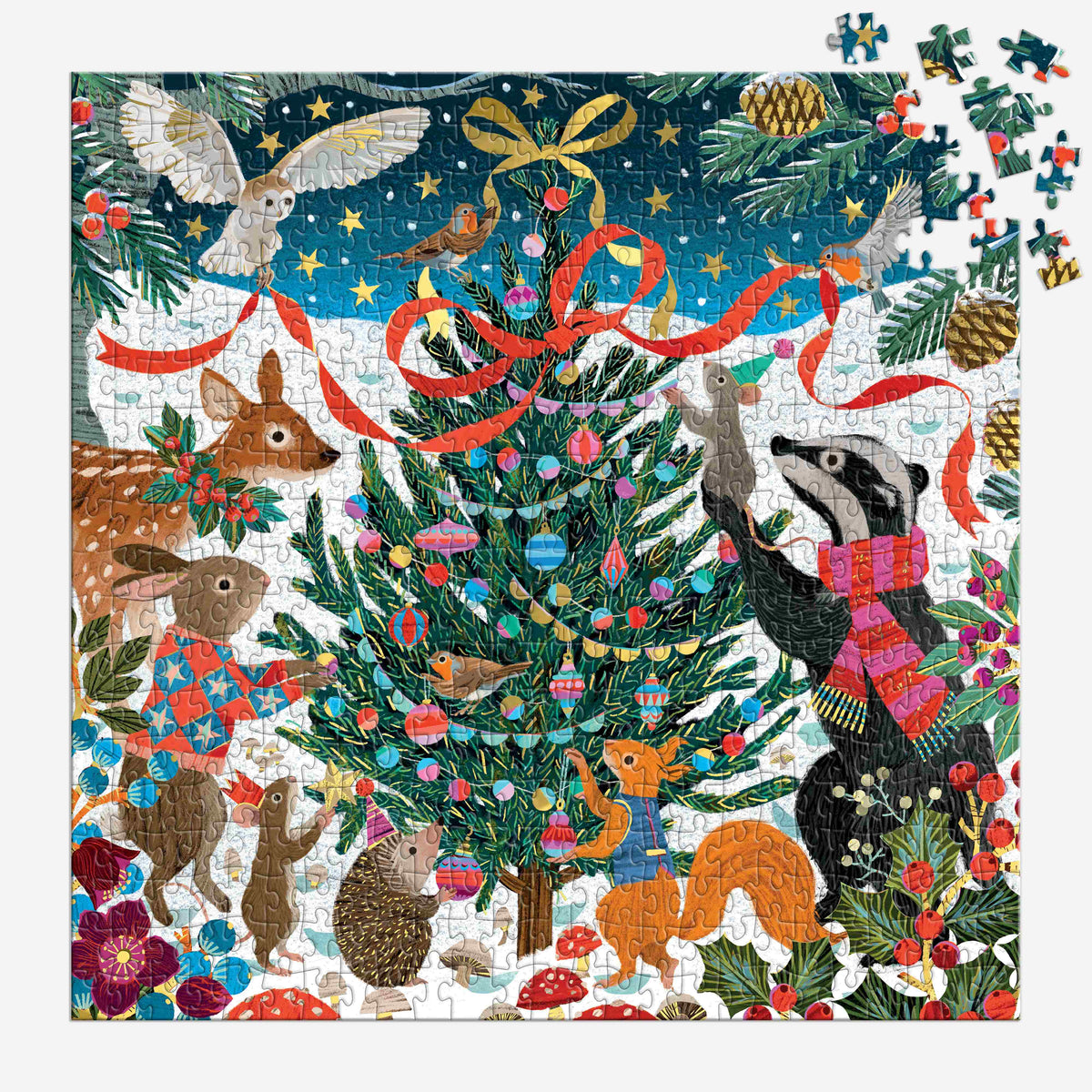 Galison Woodland Merrymakers Foil Puzzle - 500pc Multi-Coloured