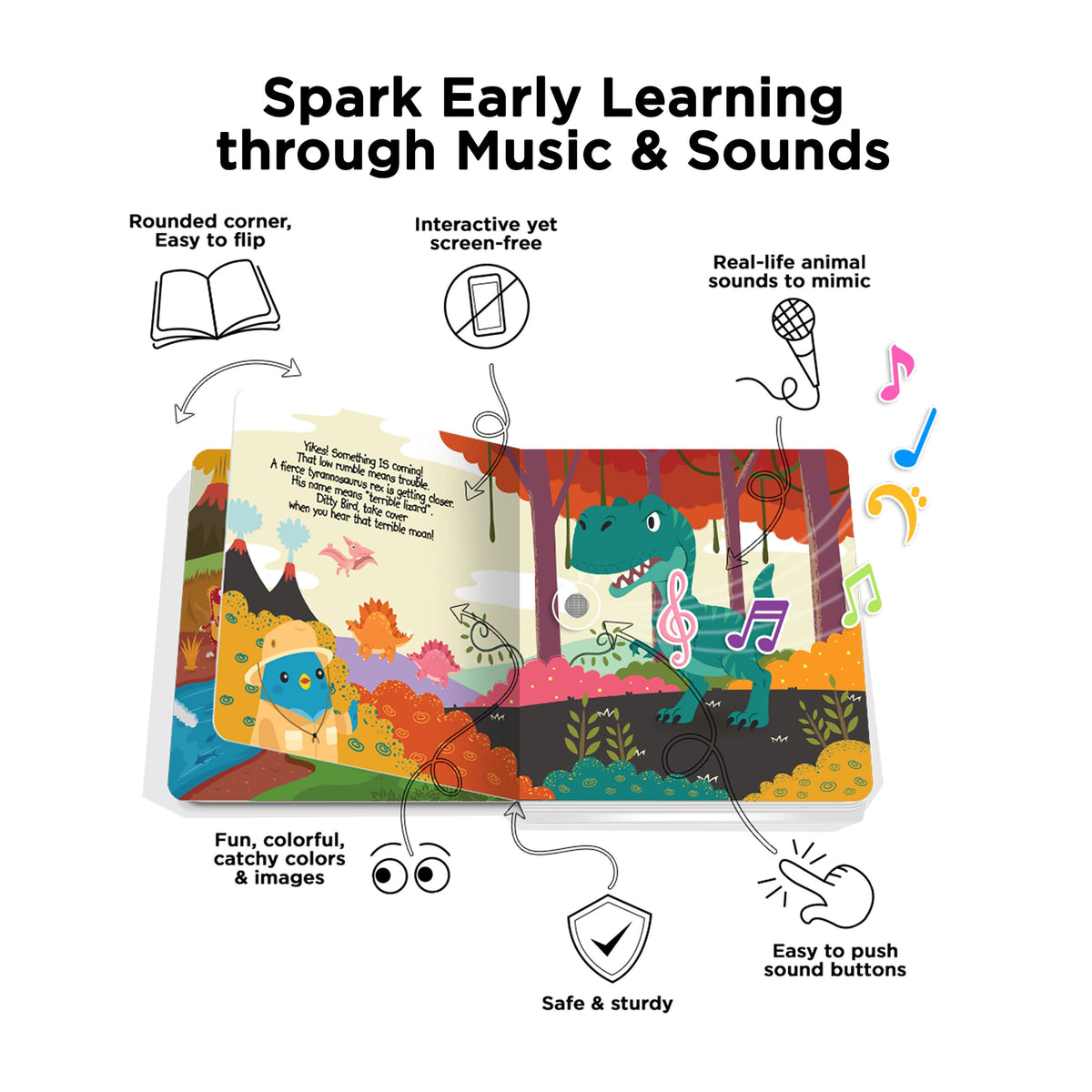 Ditty Bird Dinosaur Sounds Multi-Coloured