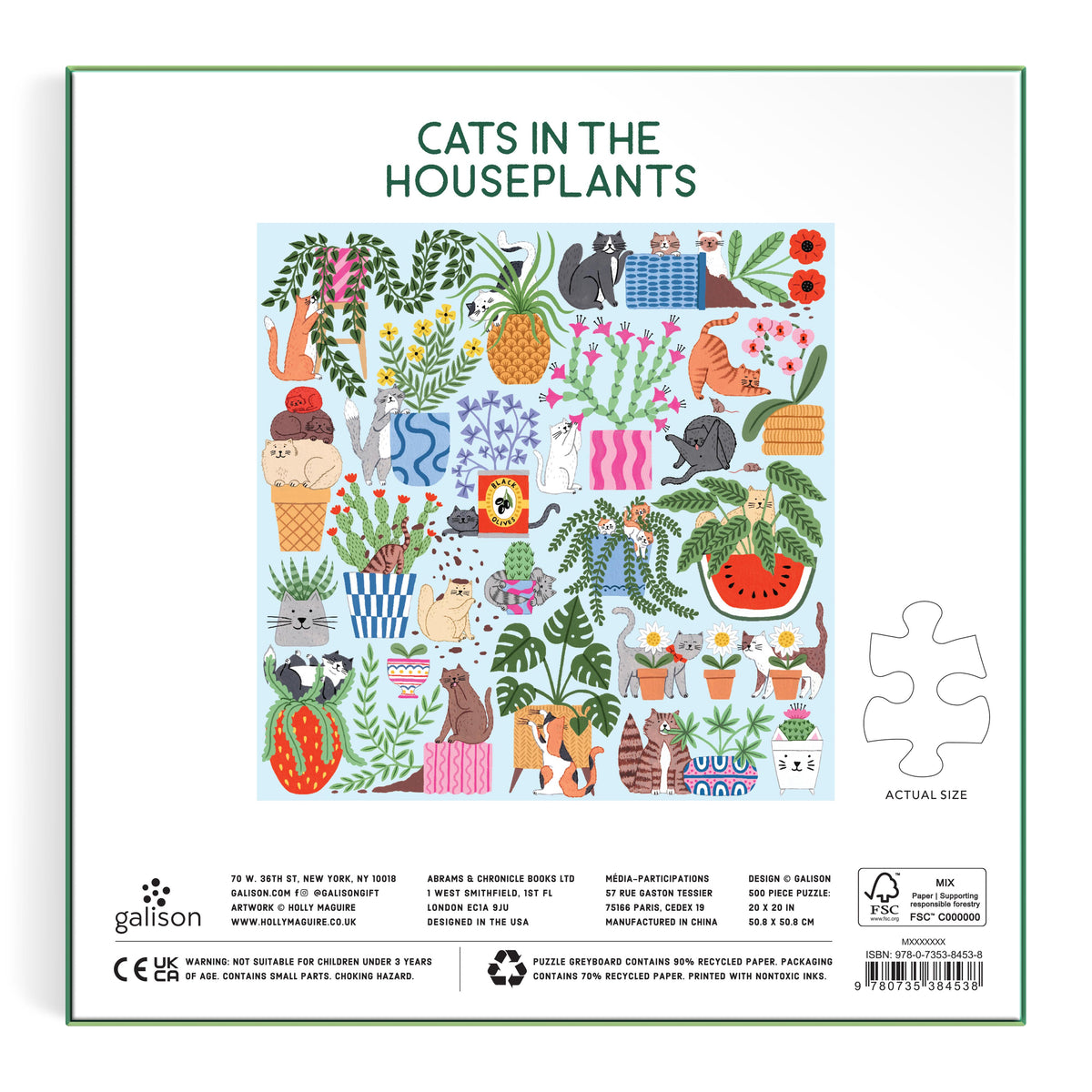 Galison Cats in the Houseplants Puzzle - 500pc Multi-Coloured