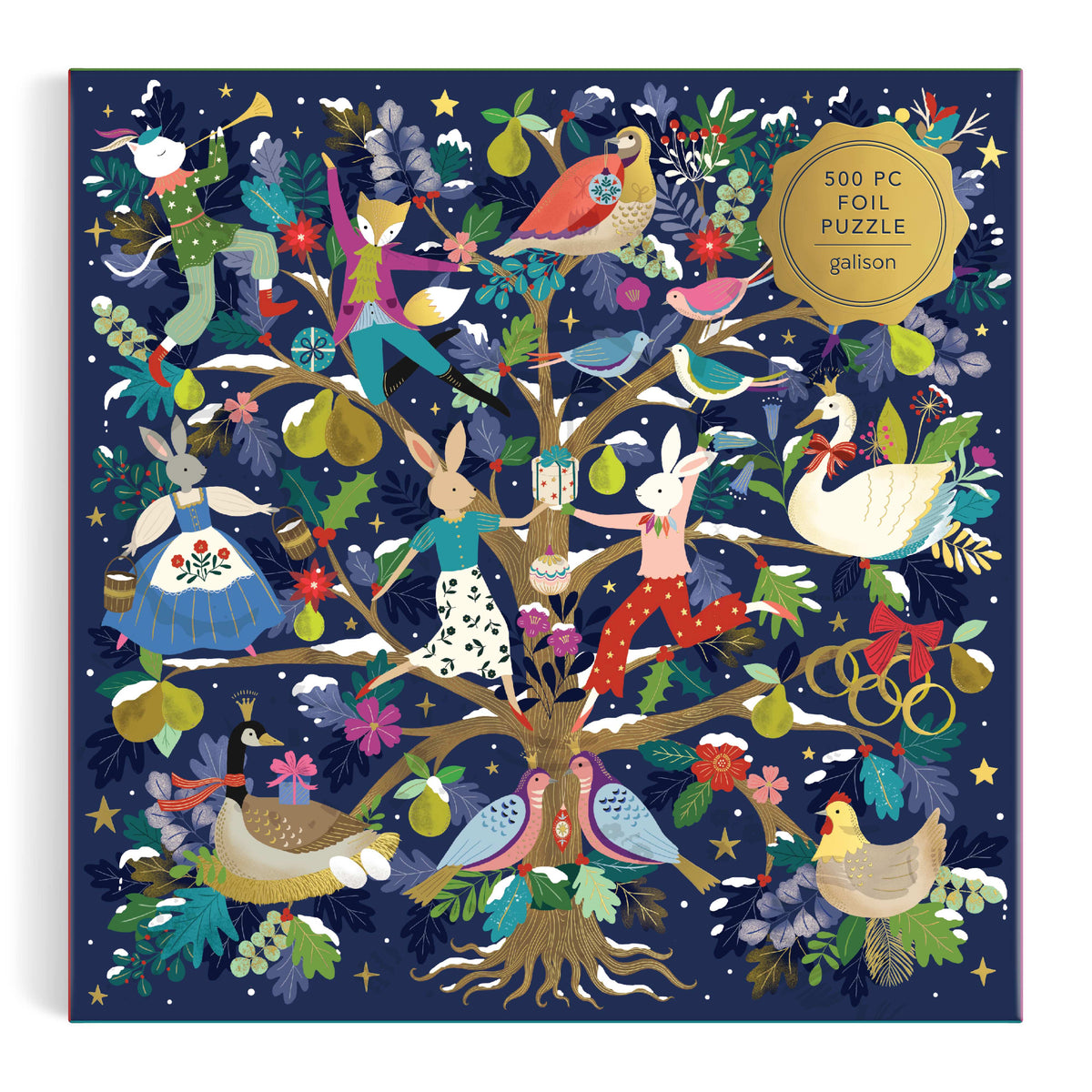 Galison Twelve Days of Joy Foil Puzzle - 500pc Multi-Coloured