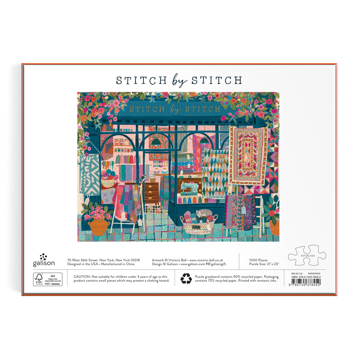 Galison Victoria Ball Stitch by Stitch Puzzle - 1000pc Multi-Coloured