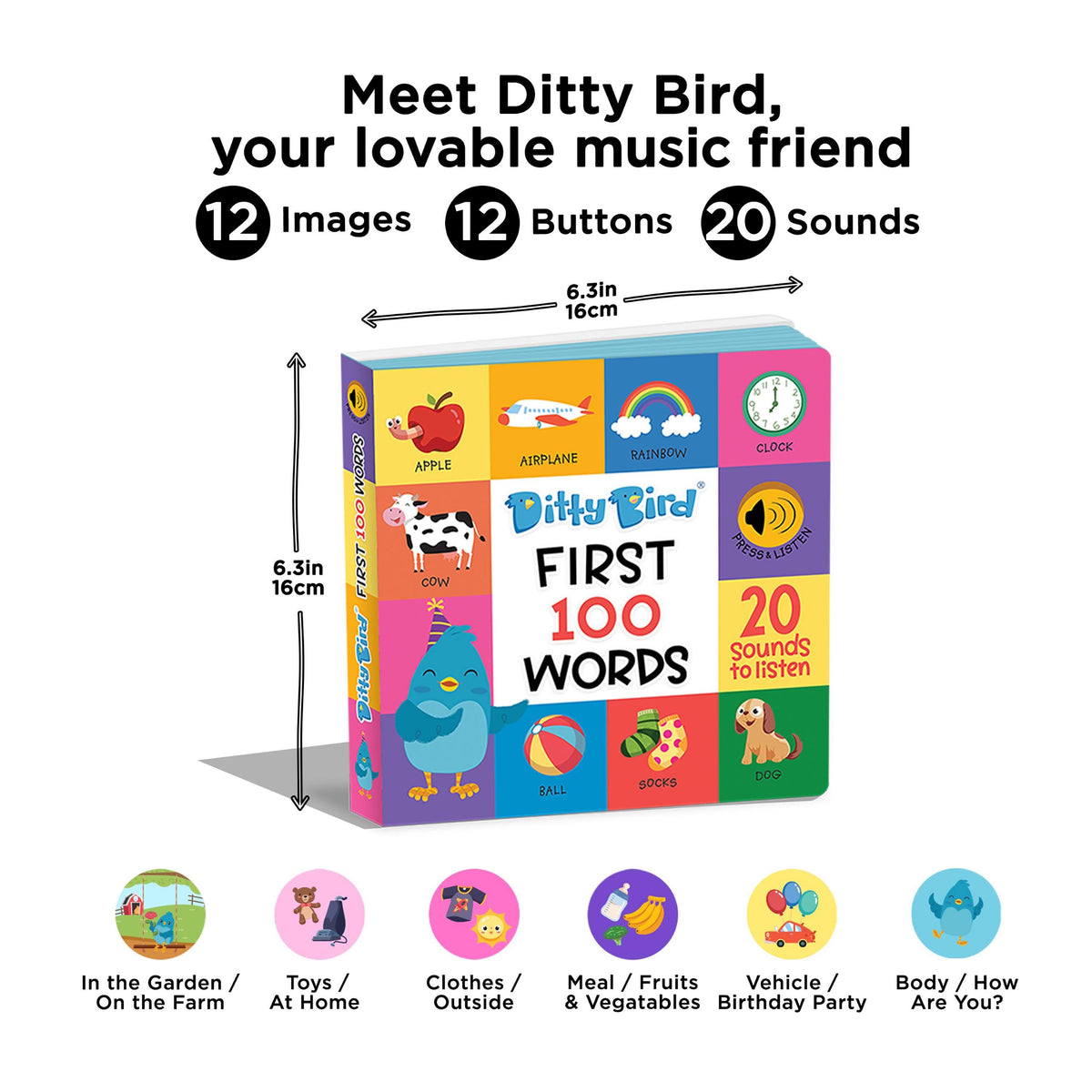 Ditty Bird First 100 Words Multi-Coloured