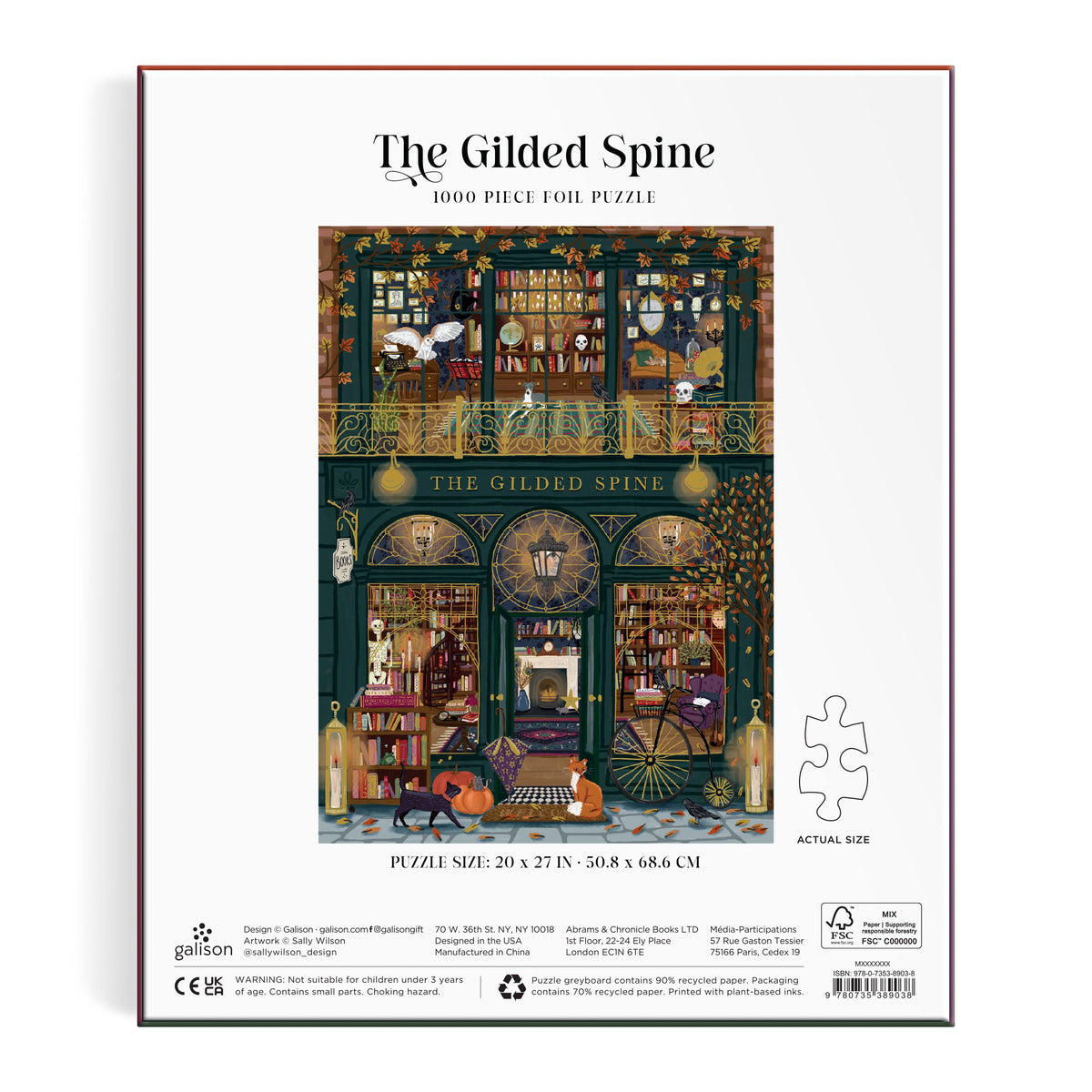 Galison The Gilded Spine Foil Puzzle - 1000pc Multi-Coloured