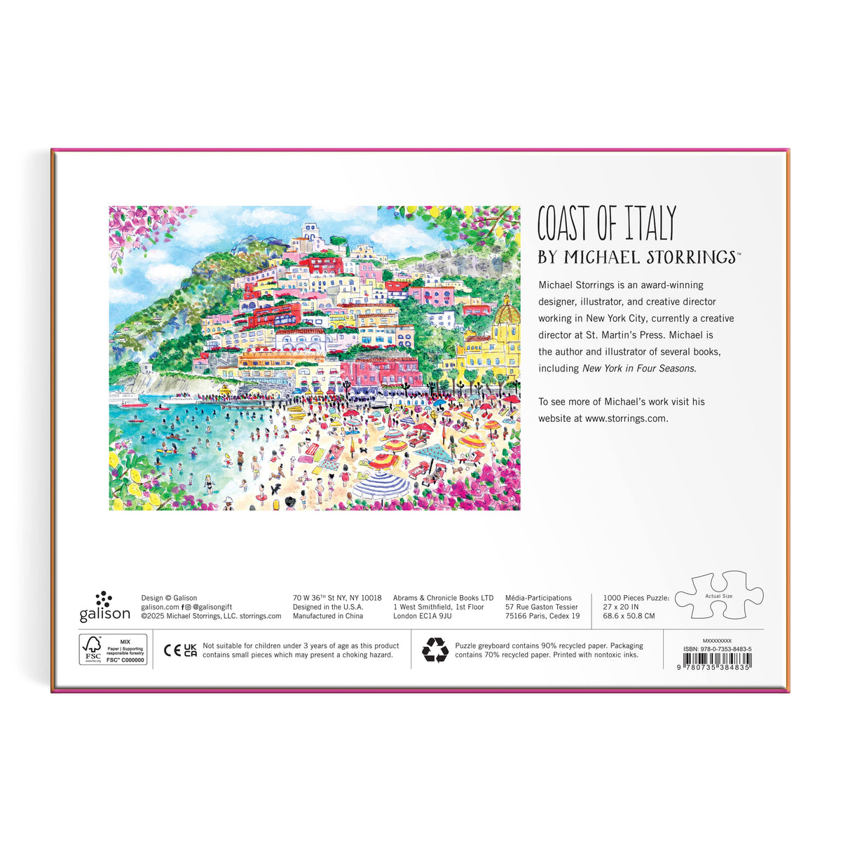 Galison Storrings Coast of Italy Puzzle - 1000pc Multi-Coloured