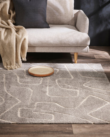 Labyrinth Silver Floor Rug