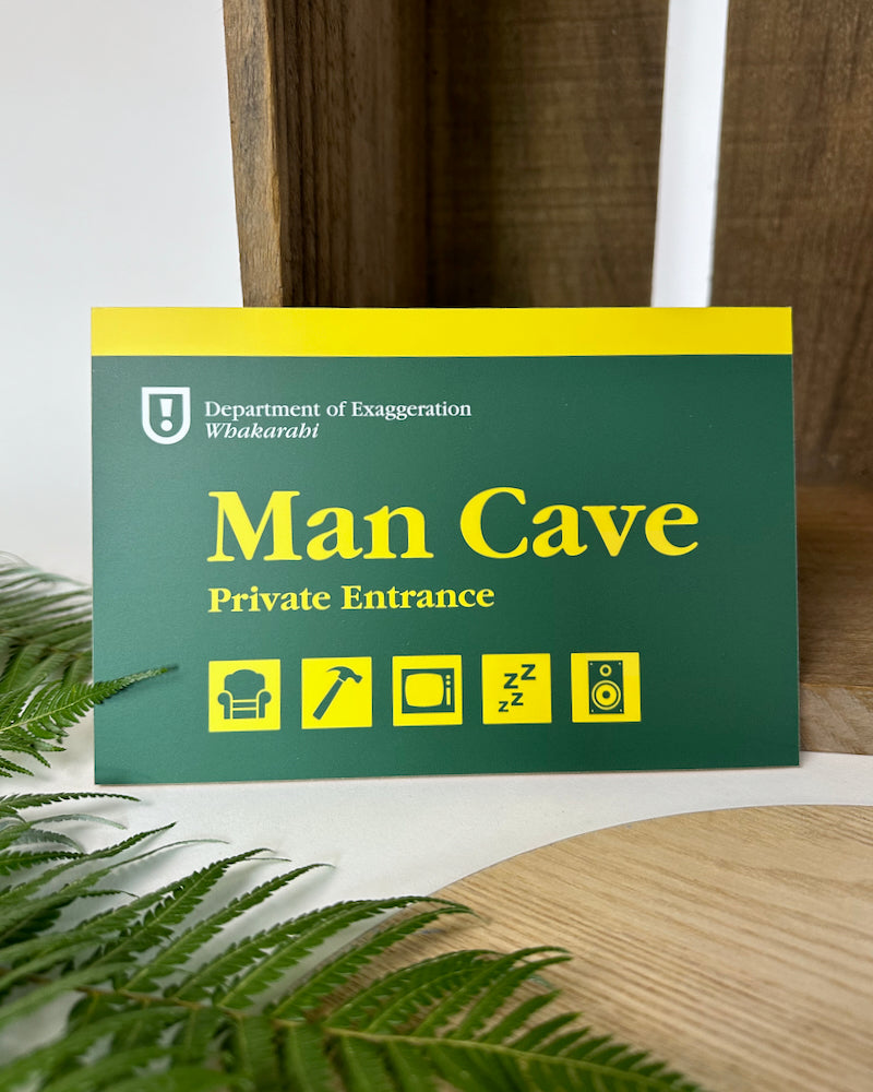 Wooden Sign - Department of Exaggeration - Mancave by Glenn Jones