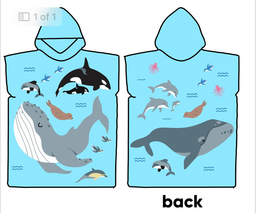 Kids Towel Hoodie Under the Sea 5-7 Years