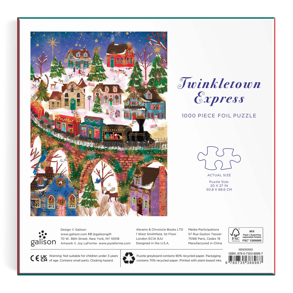 Galison Joy Laforme Twinkletown Express Foil Puzzle - 1000pc Multi-Coloured