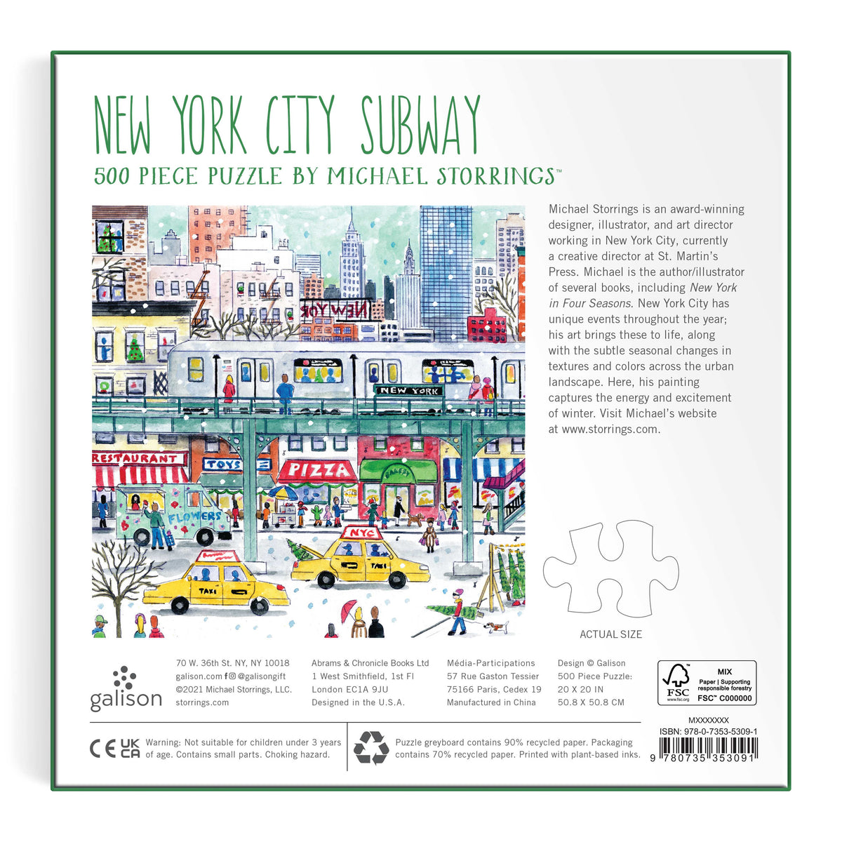 Galison Storrings New York City Subway Puzzle - 500pc Multi-Coloured