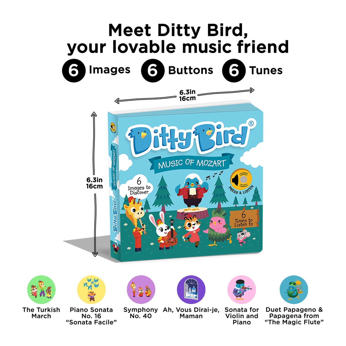 Ditty Bird Music of Mozart Multi-Coloured