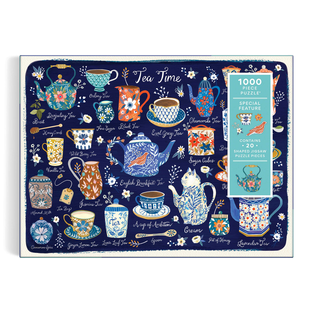 Galison Tea Time Puzzle with Shaped Pieces - 1000pc Multi-Coloured