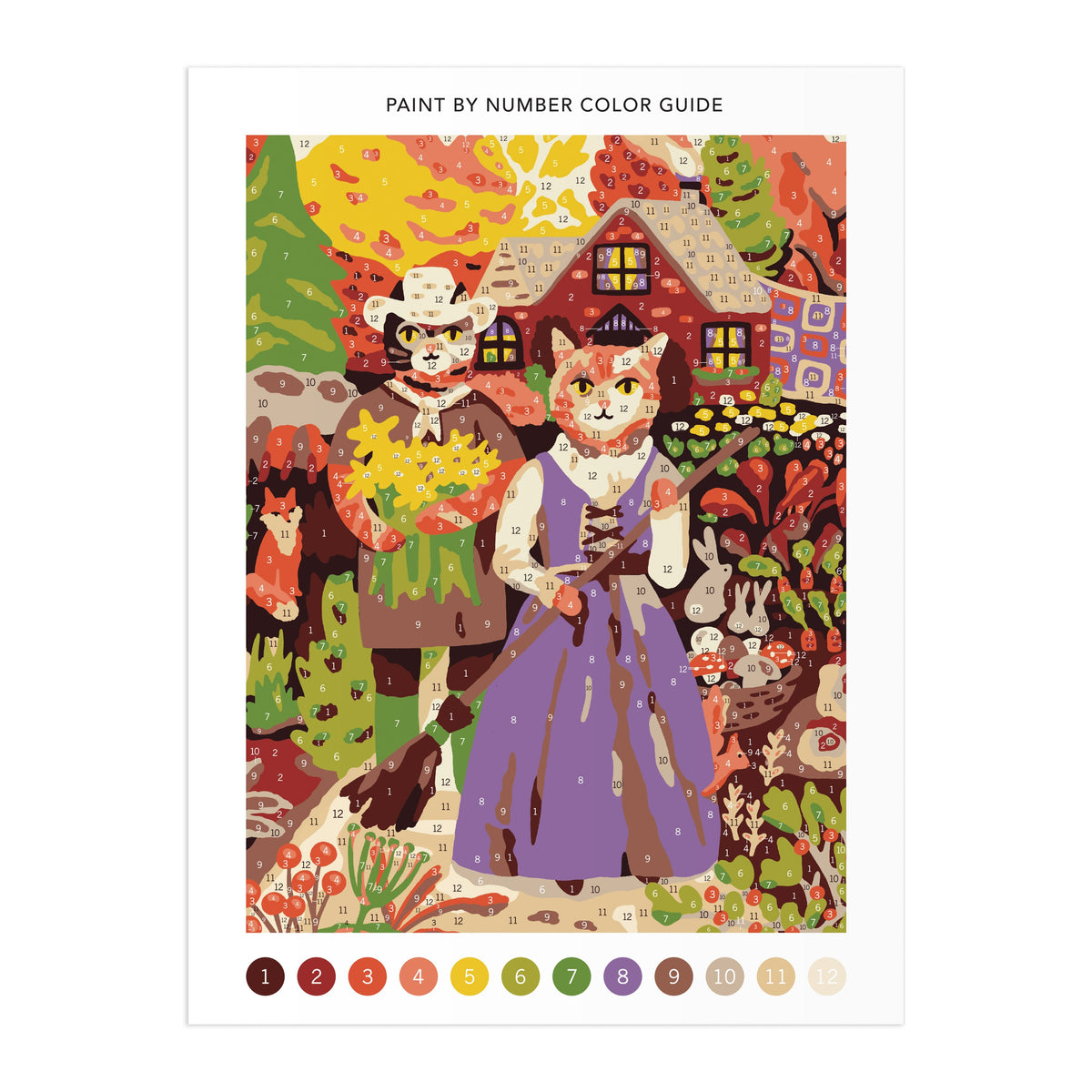 Galison Cottage Cats 9 x 12 Paint by Number Kit Multi-Coloured