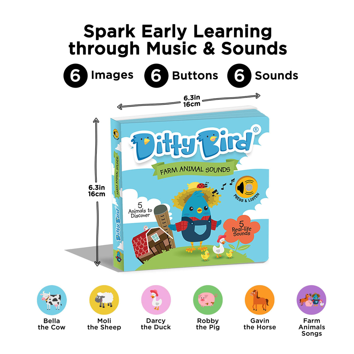 Ditty Bird Farm Animals Sound Multi-Coloured