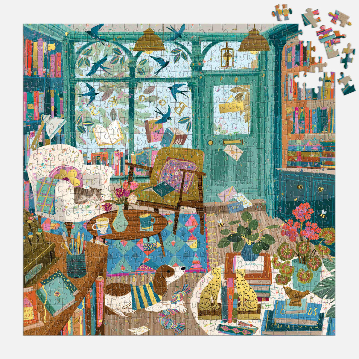 Galison Bookshop Afternoon Foil Puzzle - 500pc Multi-Coloured