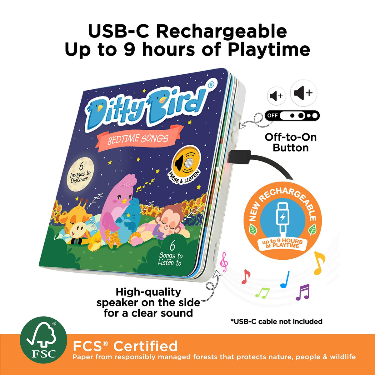 Ditty Bird Bedtime Songs Multi-Coloured