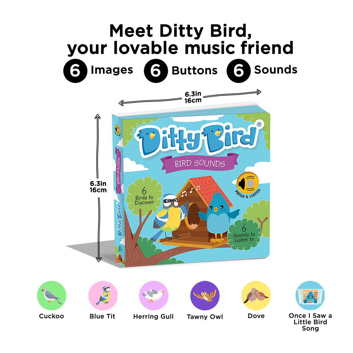 Ditty Bird Bird Sounds USB-C Sound Book Multi-Coloured