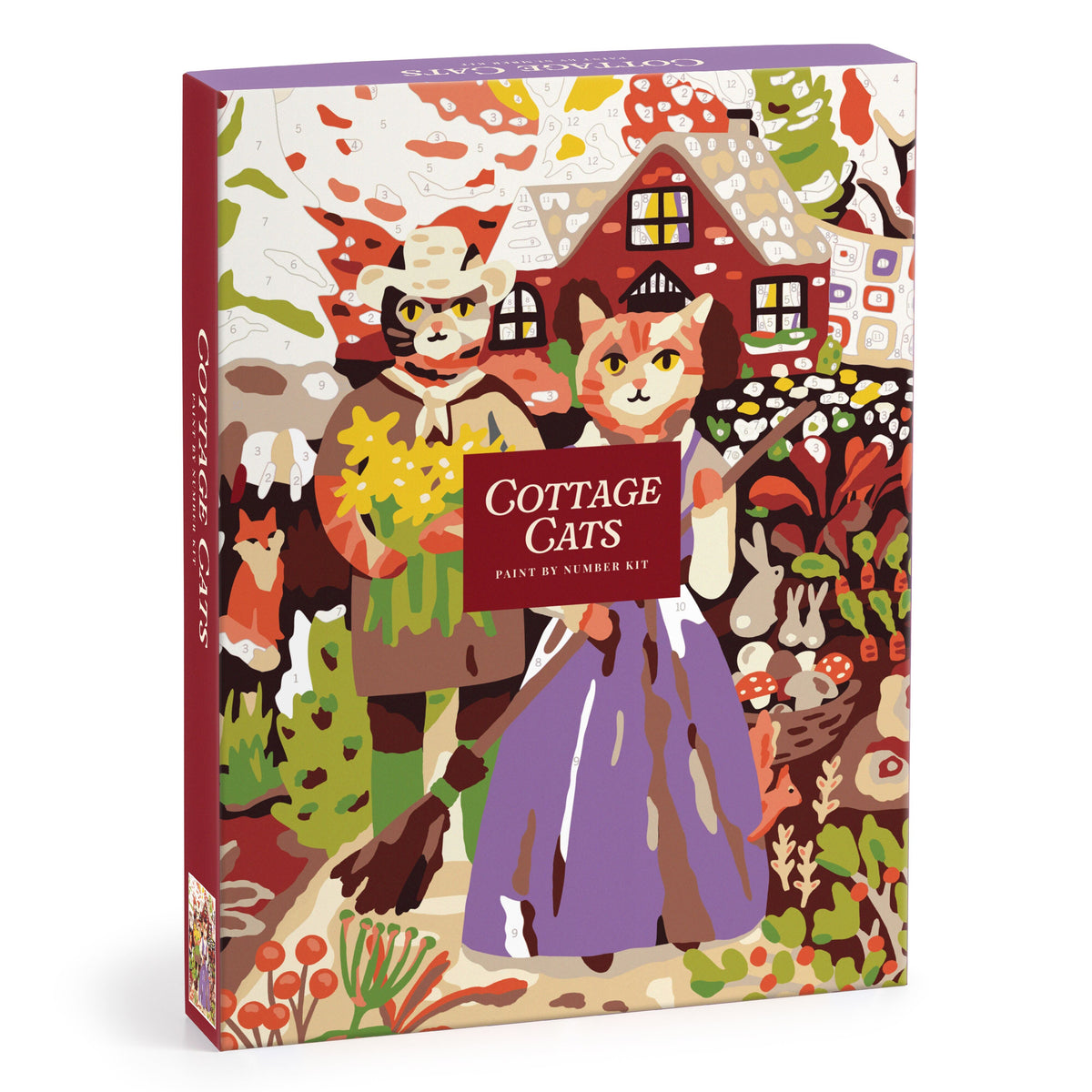 Galison Cottage Cats 9 x 12 Paint by Number Kit Multi-Coloured