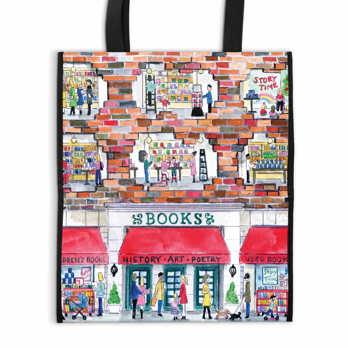 Galison Storrings A Day at the Bookstore Reusable Bag Multi-Coloured