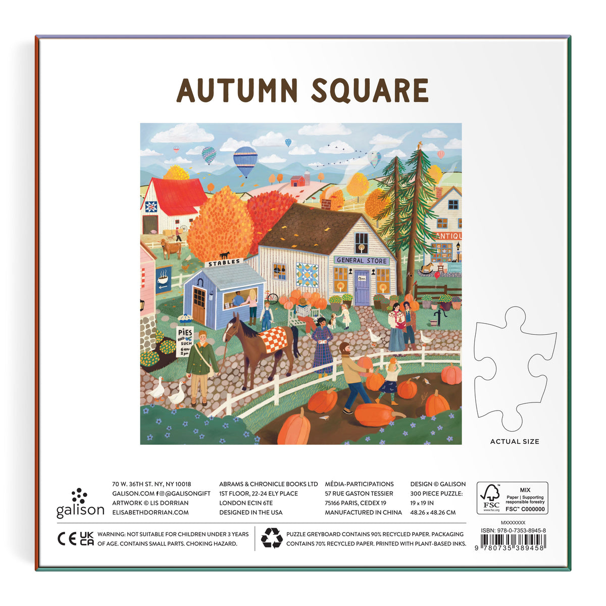 Galison Autumn Square Puzzle - 300pc Multi-Coloured