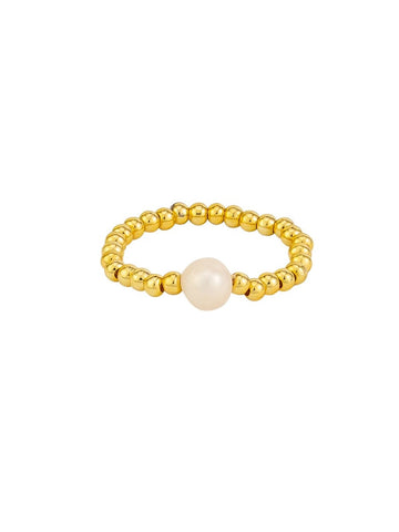 Gold Ball & Pearl Stacker Ring