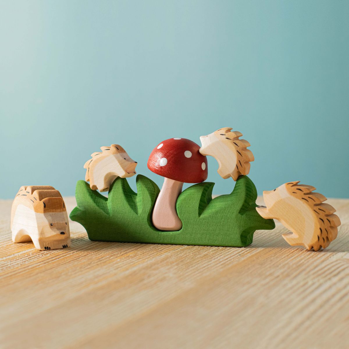 Bumbu Wooden Animal Woodland | Hedgehogs and Mushroom SET