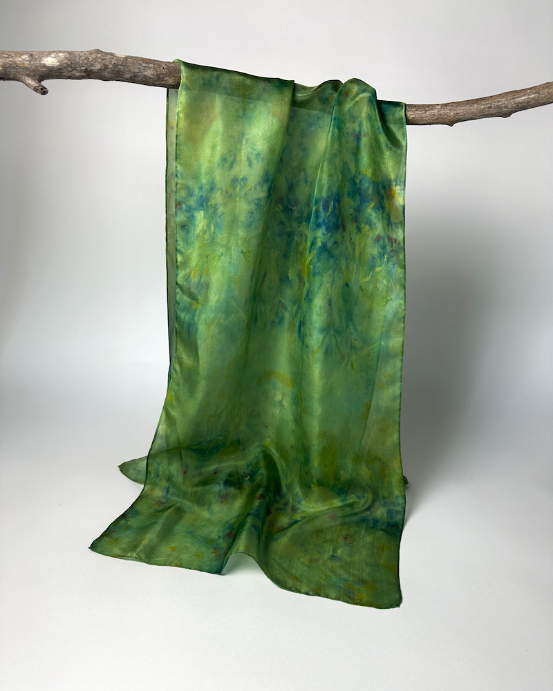 Earths Wisdom - Silk Scarf - Green with fleck