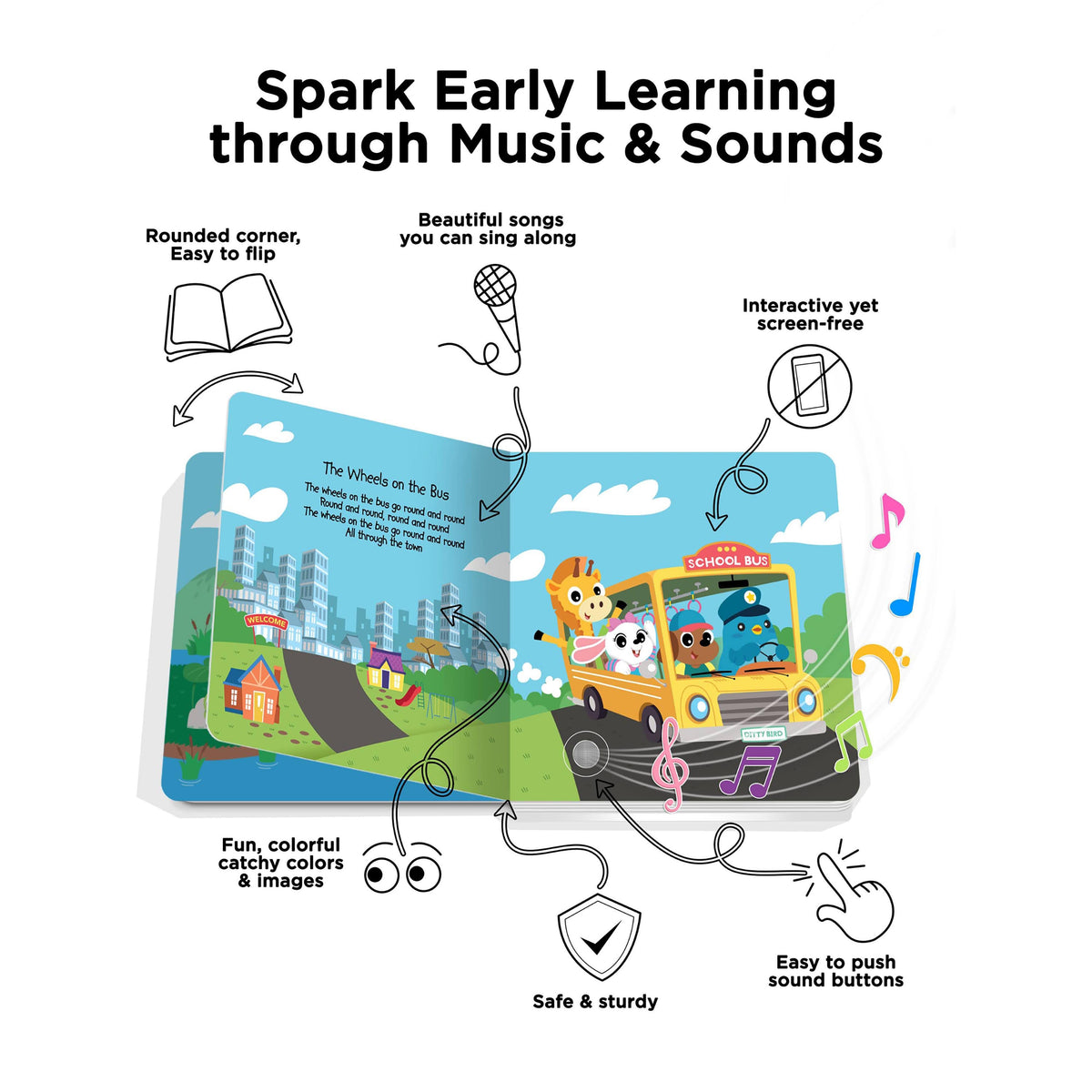 Ditty Bird Children's Songs USB-C Sound Book Multi-Coloured