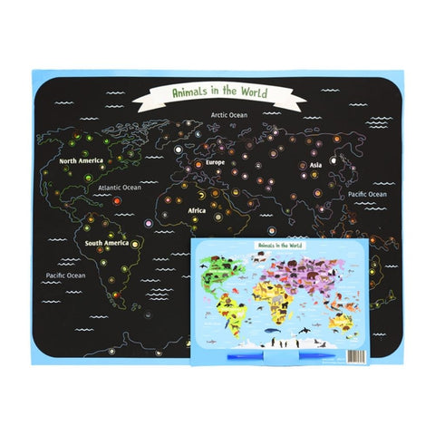 Kid's Scratch Map - Animals in the World