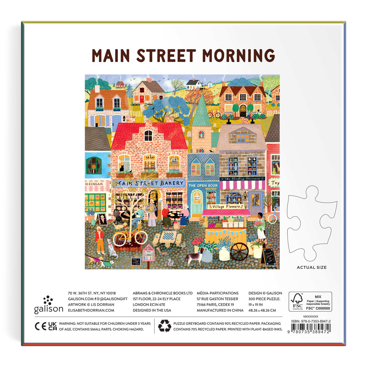Galison Main Street Morning Puzzle - 300pc Multi-Coloured