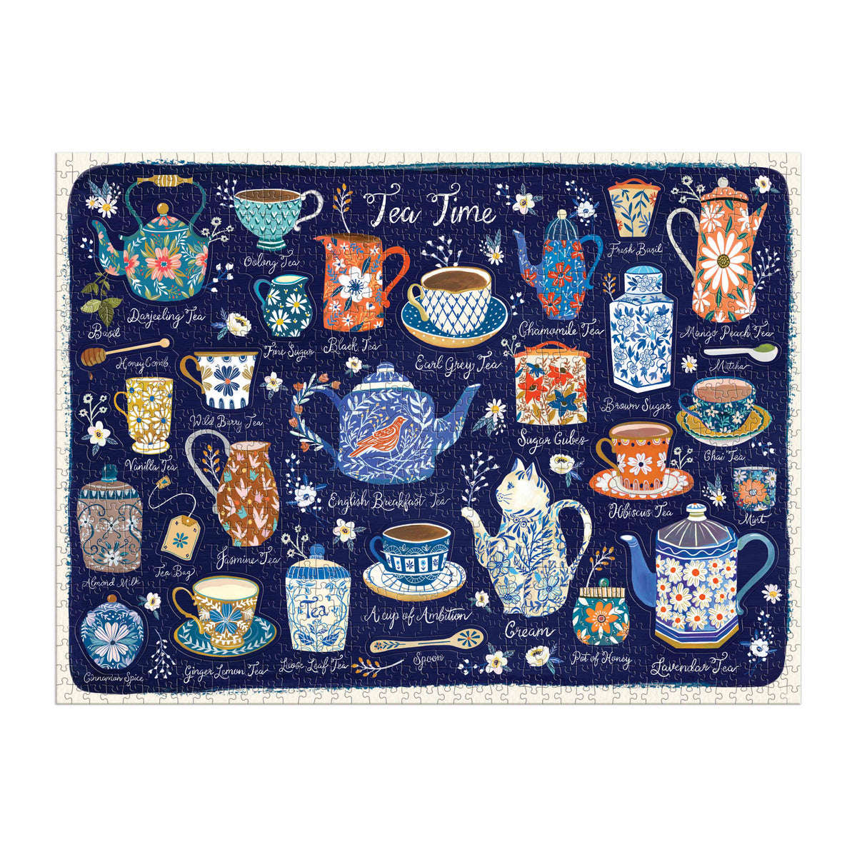 Galison Tea Time Puzzle with Shaped Pieces - 1000pc Multi-Coloured