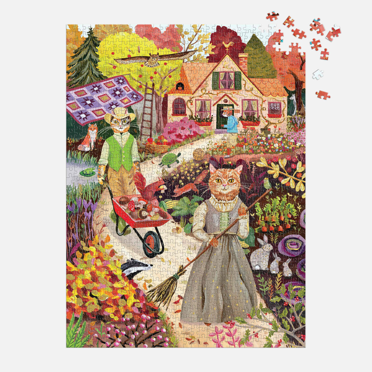 Galison Cottage Cats Foil Puzzle - 1000pc Multi-Coloured