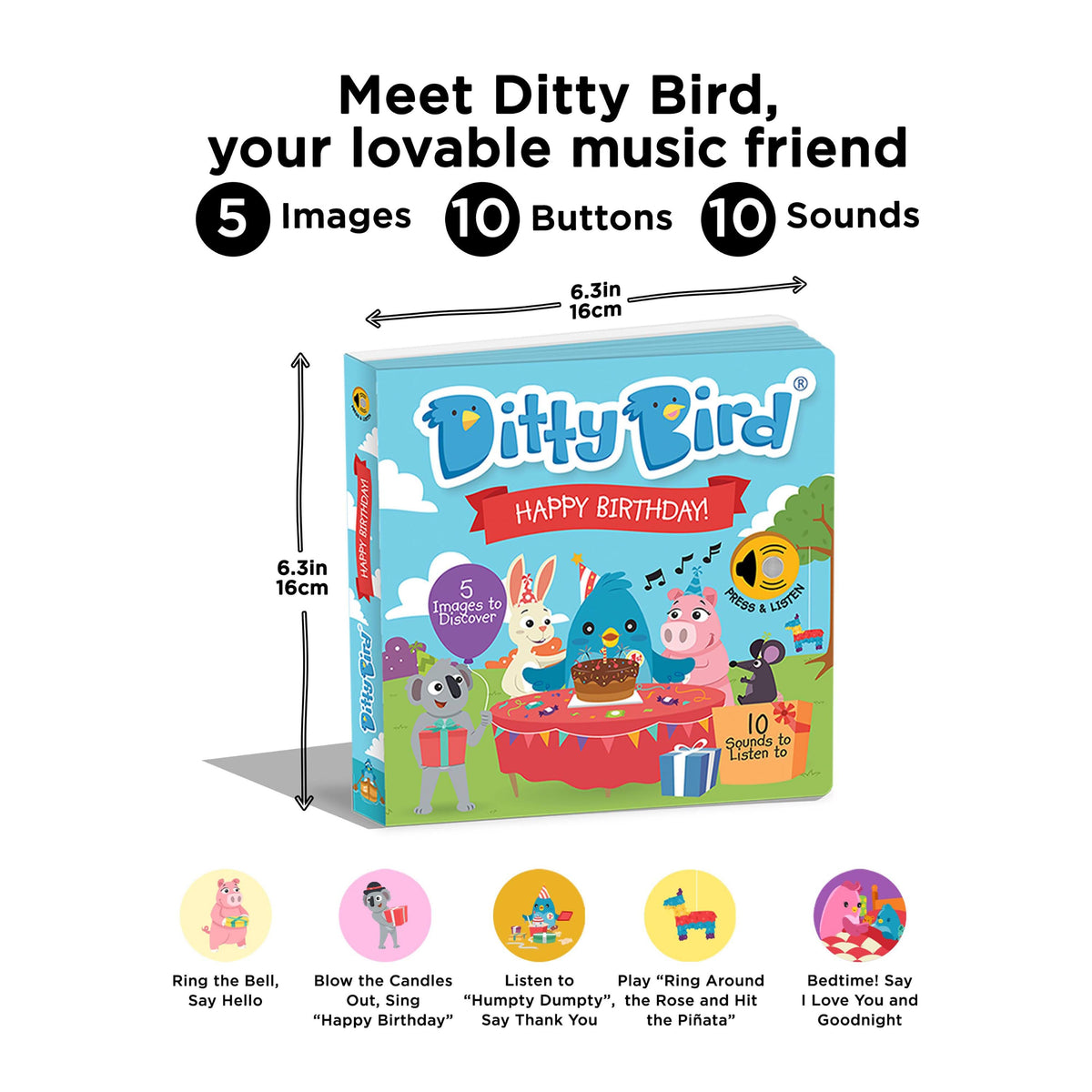 Ditty Bird Happy Birthday Multi-Coloured