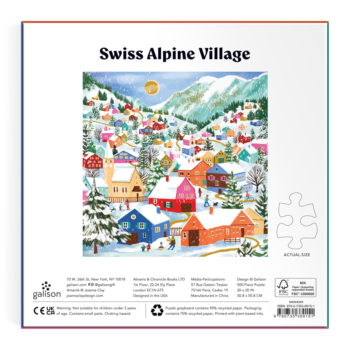 Galison Swiss Alpine Village Foil Puzzle - 500pc Multi-Coloured