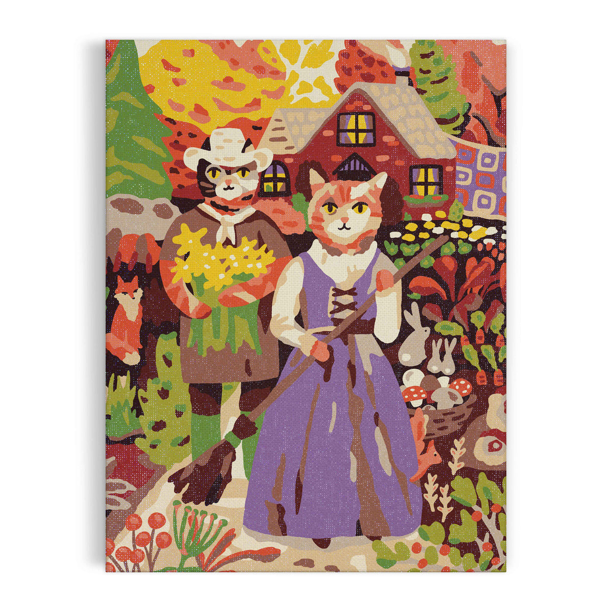Galison Cottage Cats 9 x 12 Paint by Number Kit Multi-Coloured