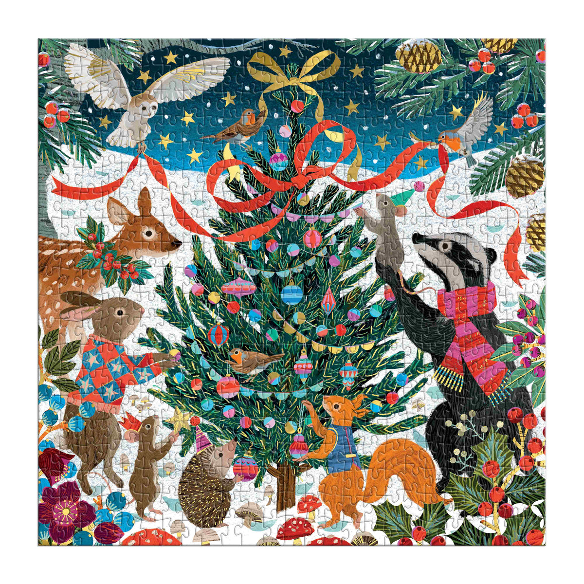 Galison Woodland Merrymakers Foil Puzzle - 500pc Multi-Coloured
