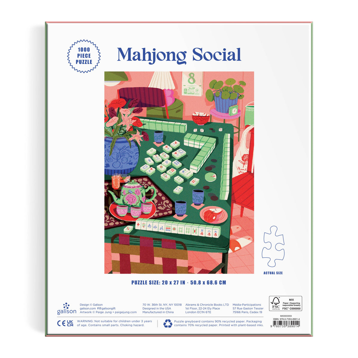 Galison Mahjong Social Puzzle - 1000pc Multi-Coloured